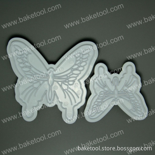 Plasrtic 2pcs Butterfly Shape Cake Fondant Press Mold Gum Paste Mold Set